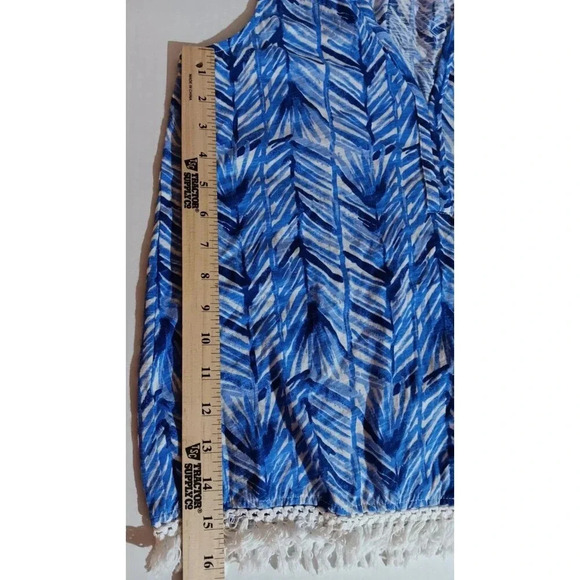 Lilly Pulitzer Tank Top Blouse Blue and White Fringe Women’s Size Small. Cute! - Picture 6 of 9